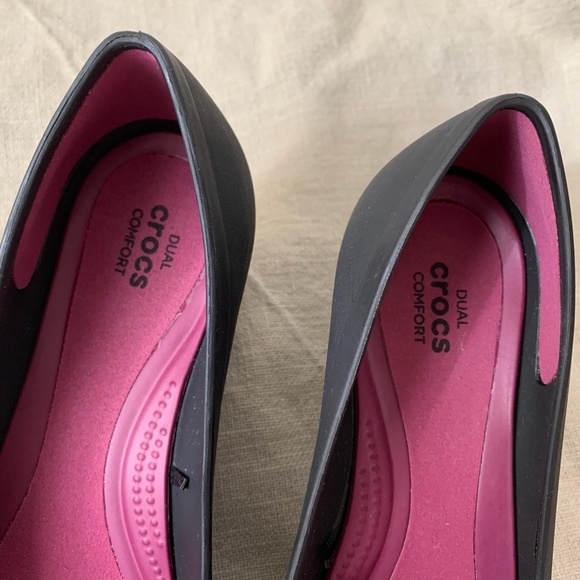 CROCS Lina Wedge Shoes Dual Comfort Black - Picture 8 of 11